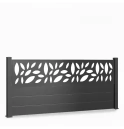 Aluminum Flex Fence Kit with Solid Slats on Plates and Leaf