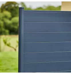 Clôture aluminium lames pleines L.10ml x H.0m515 Gris anthracite à sceller (poteaux inclus)