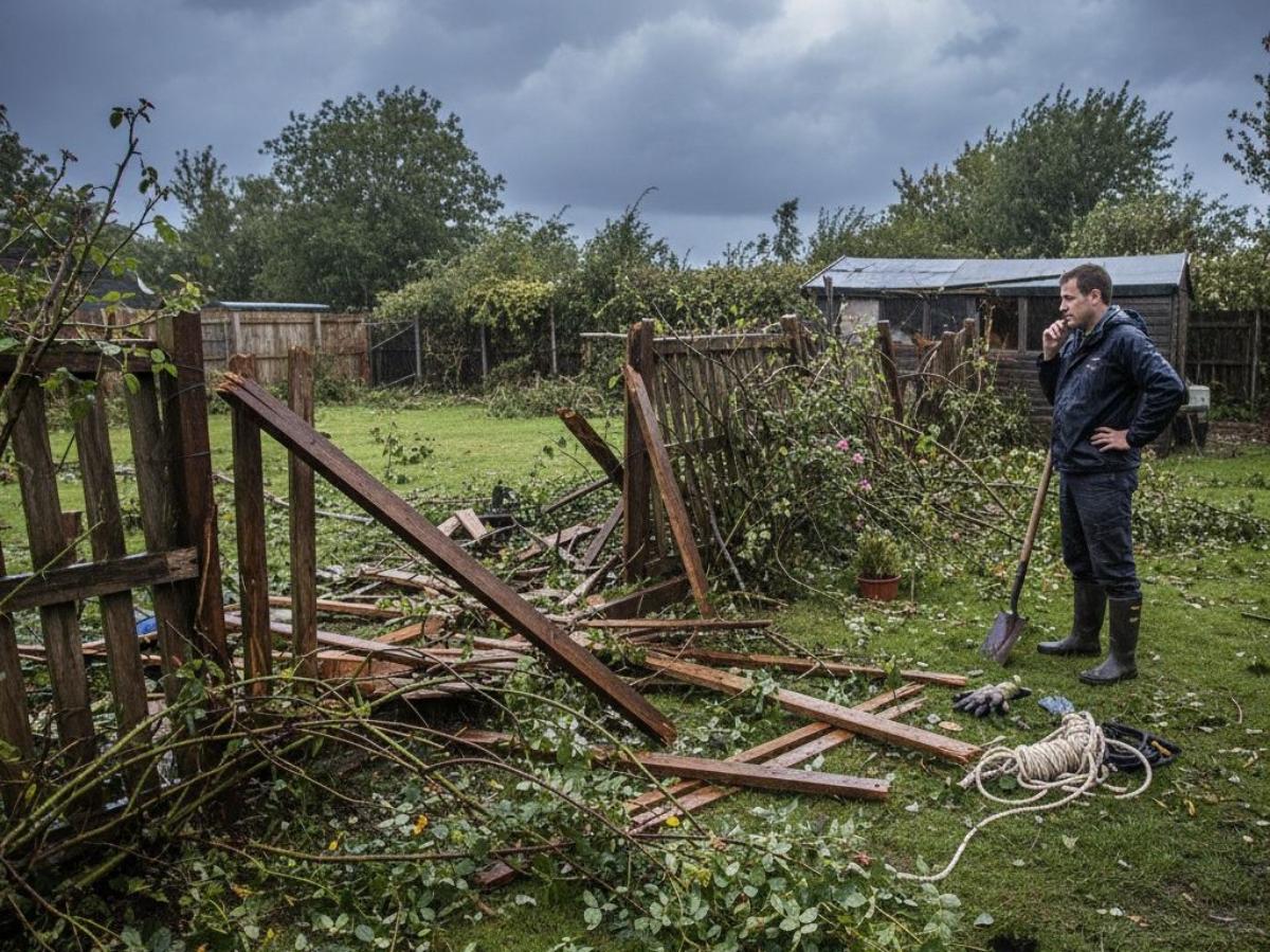 clôture cassée tempête