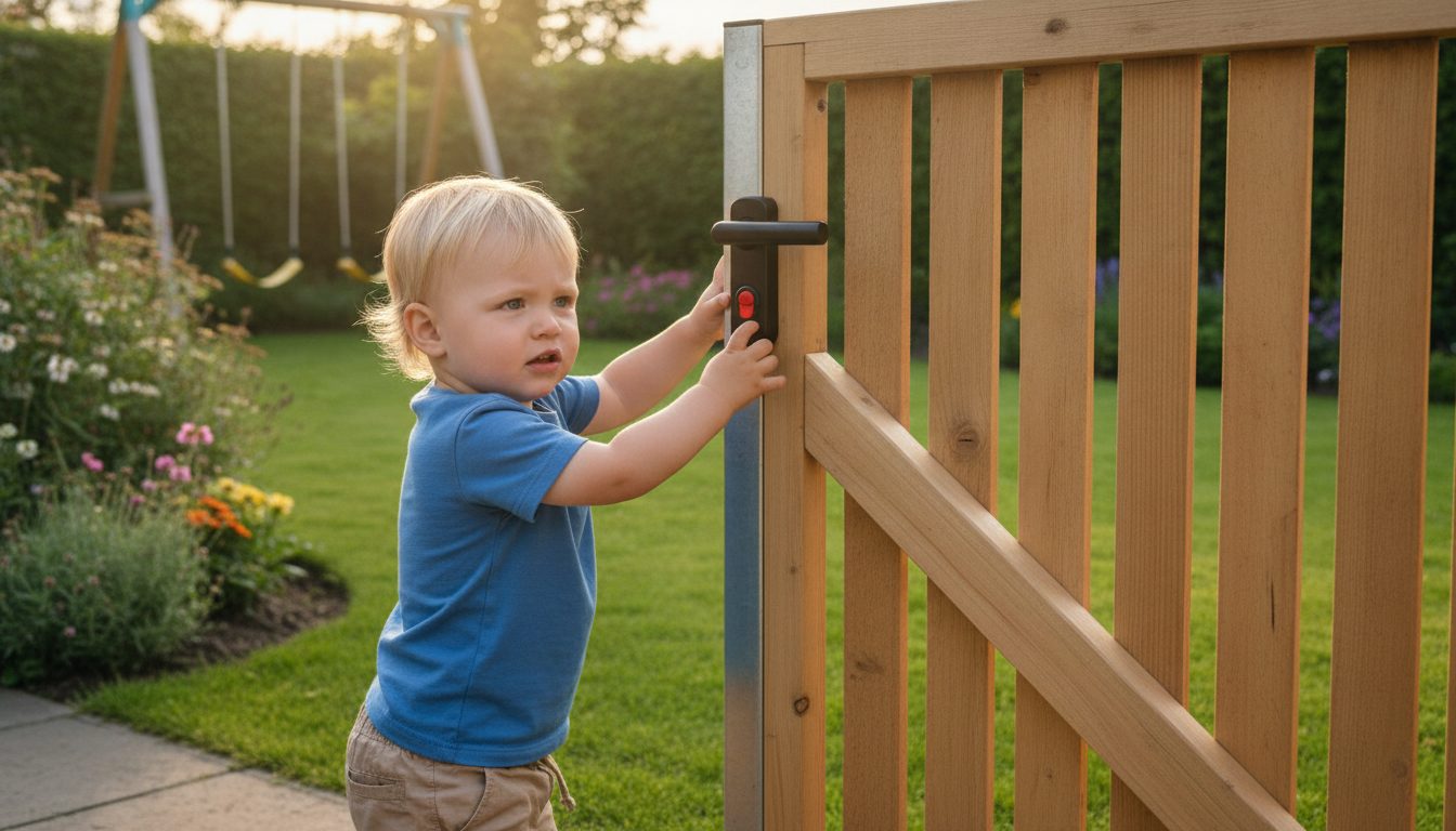 How can you secure a gate against children opening it?